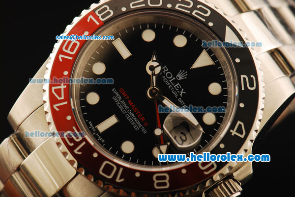 Rolex GMT-Master II Swiss ETA 2836 Automatic Movement Steel Case with Black Dial and Ceramic Bezel - Click Image to Close